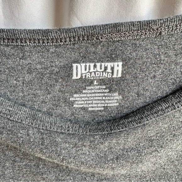 Duluth Long Sleeve Basic Gray Round Neck Shirt Size L - Picture 2 of 3
